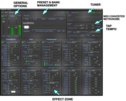 rakarrack Main Screen